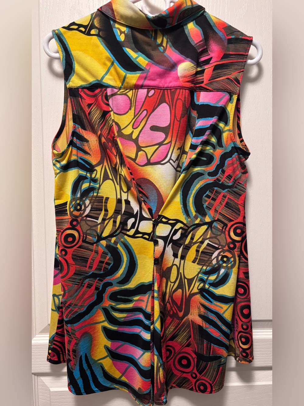 Frank Lyman Sleeveless collared button down Blouse multicoloured size 14 - Picture 2 of 8